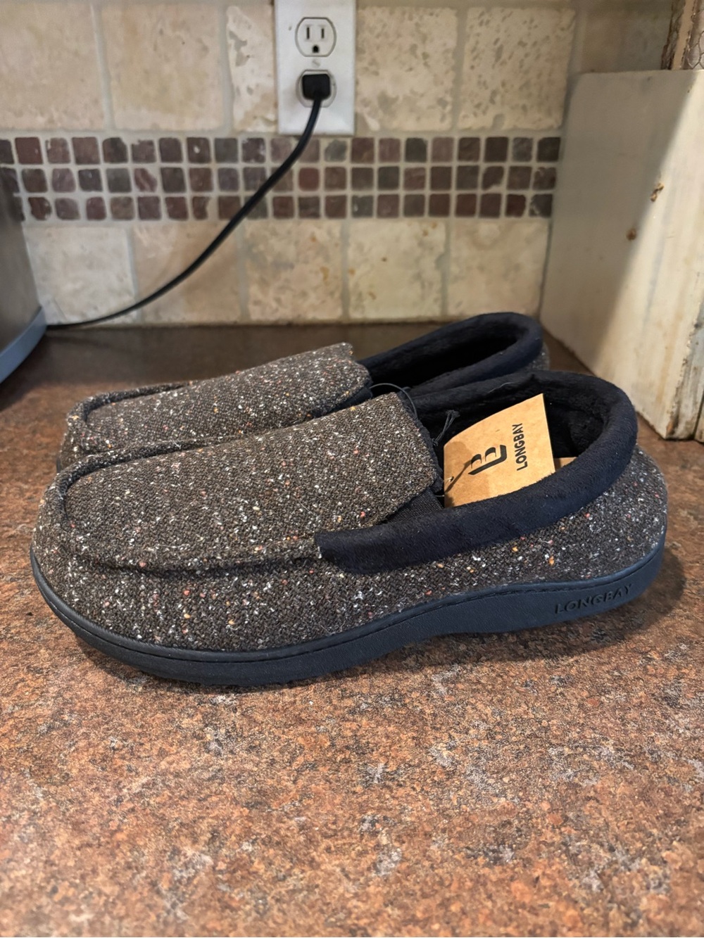 Men’s Brown Speckled Slip-On Casual Slippers